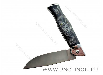 Нож Складной Черный ЛЕВ. s390. 70 HRC